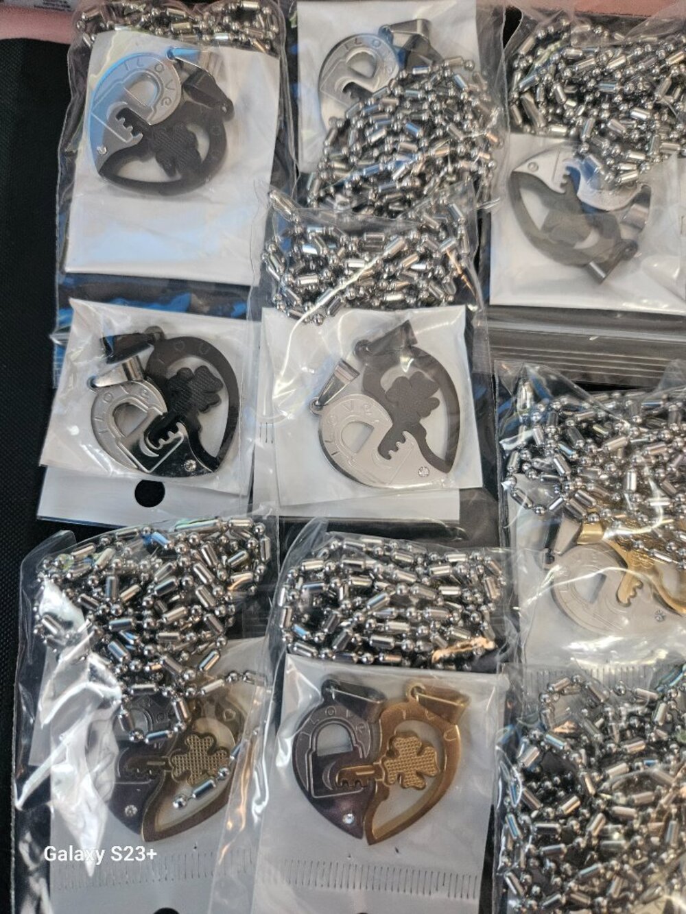 Couples Jewelry Lot 27 Pieces | Matching Heart Puzzle Yin Yang Necklaces & Brace - Picture 5 of 5